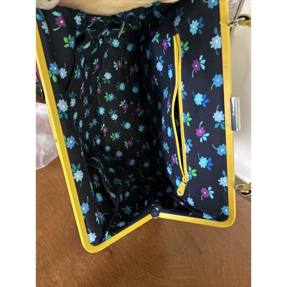 Vera Bradly Blue Purple Yellow Square Clasp Short Handle Purse. - Picture 10 of 14